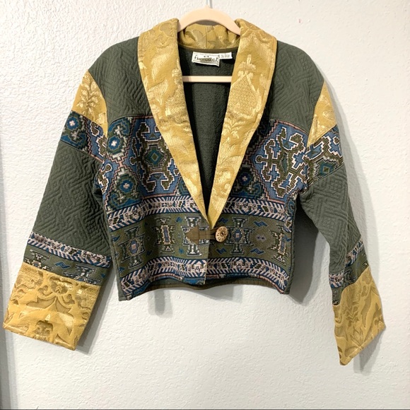 Vintage Western Aztec Print Cropped Jacket Blazer - Picture 2 of 7